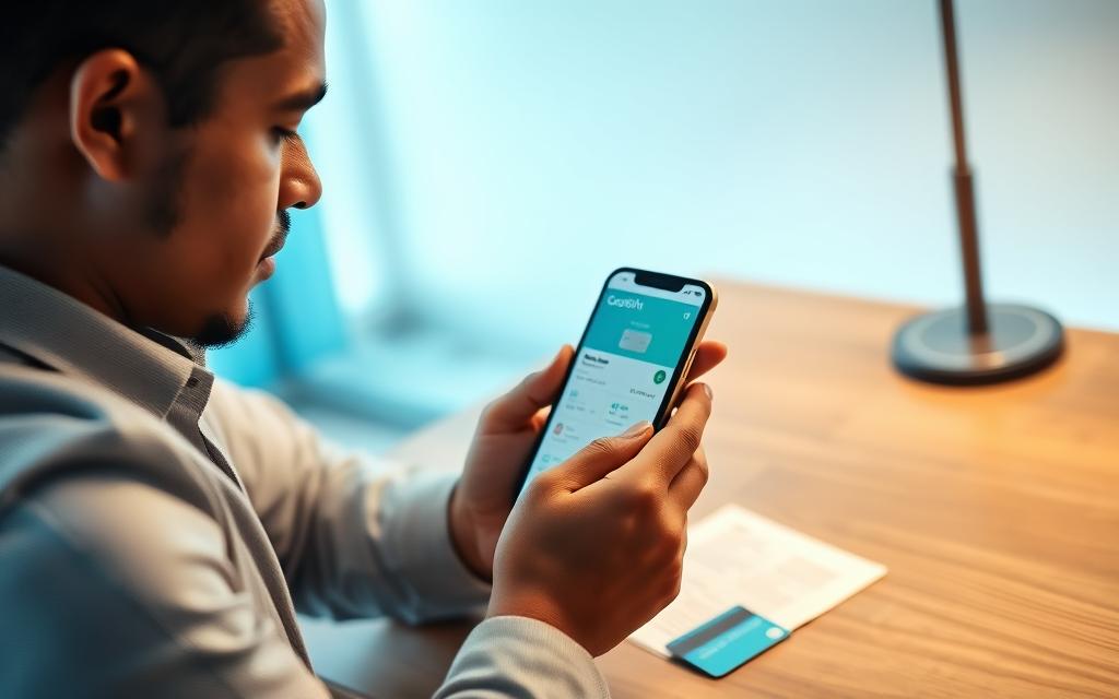 A person of Hispanic descent, dressed in smart casual attire, is intently reviewing their Cash App on a sleek smartphone, surrounded by a few financial documents and a debit card on a modern wooden desk. The smartphone screen displays user-friendly interface elements related to direct deposits and transaction history, clearly showcasing financial details without revealing personal information. In the background, soft blue lighting creates a calming atmosphere, with soft white textural contrasts that imply a clean, organized workspace. A bright window hints at natural light streaming in, enhancing the scene’s clarity. The overall mood is focused yet relaxed, capturing the essence of modern financial management through technology. A person of Hispanic descent, dressed in smart casual attire, is intently reviewing their Cash App on a sleek smartphone, surrounded by a few financial documents and a debit card on a modern wooden desk. The smartphone screen displays user-friendly interface elements related to direct deposits and transaction history, clearly showcasing financial details without revealing personal information. In the background, soft blue lighting creates a calming atmosphere, with soft white textural contrasts that imply a clean, organized workspace. A bright window hints at natural light streaming in, enhancing the scene’s clarity. The overall mood is focused yet relaxed, capturing the essence of modern financial management through technology.